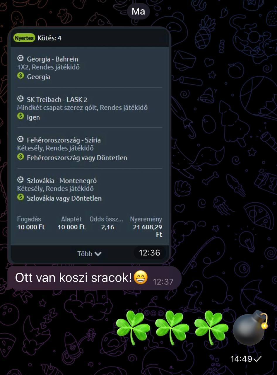 Nyertes 4-es kötés: Georgia, SK Treibach BTTS, Fehéroroszország, Szlovákia - 21 608 Ft nyeremény